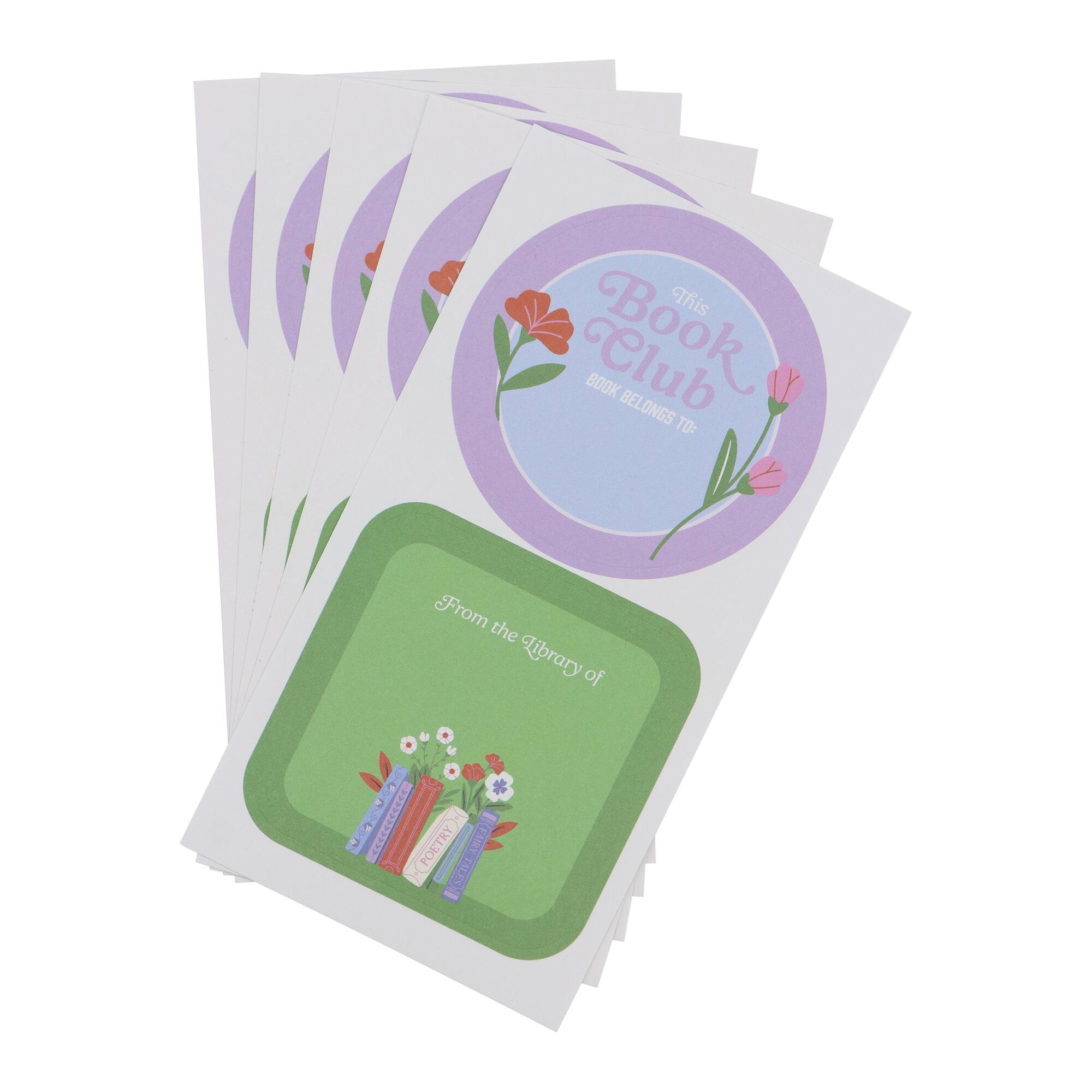 Purple & Green Bookplate Stickers by Fab Finds
